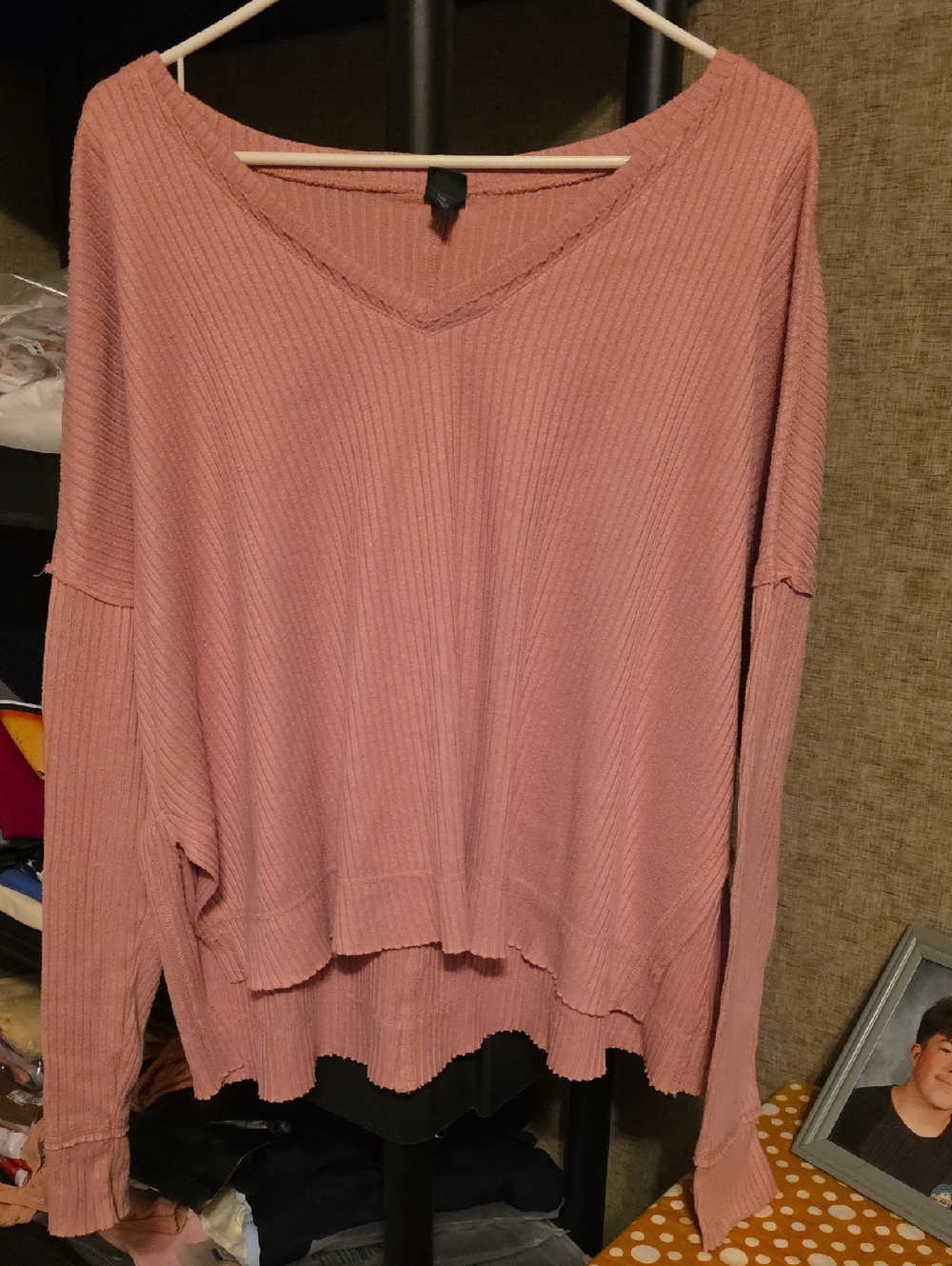Wild fable Dusty Mauve Ribbed V-Neck Sweater